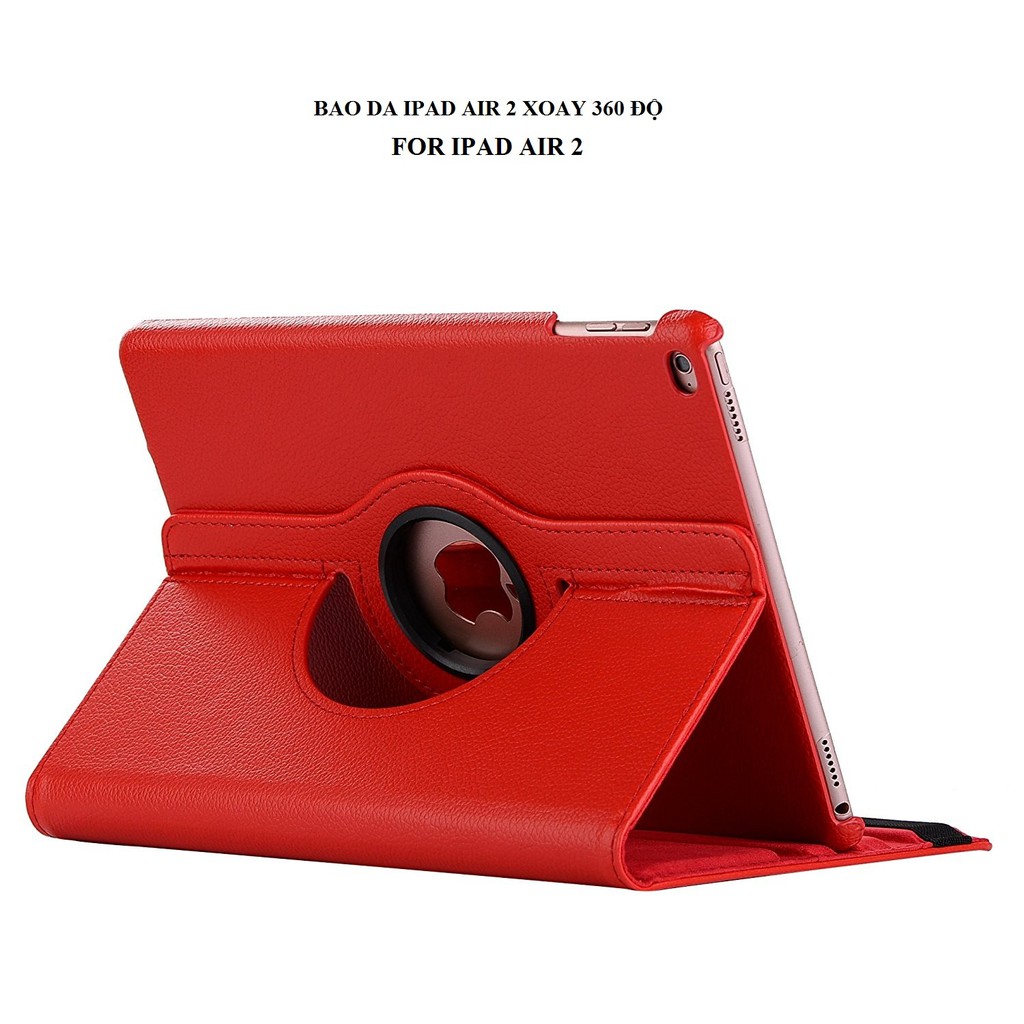 Bao da IPad Air 2 iPad 6 xoay 360 độ (ĐỎ) - Hàng nhập khẩu - TẶNG KÈM BÚT CẢM ỨNG | BigBuy360 - bigbuy360.vn