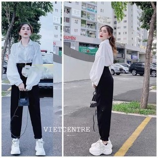 Quần baggy cạp siêu cao 1 khuy tôn dáng chất tuyết mưa - vietcentre