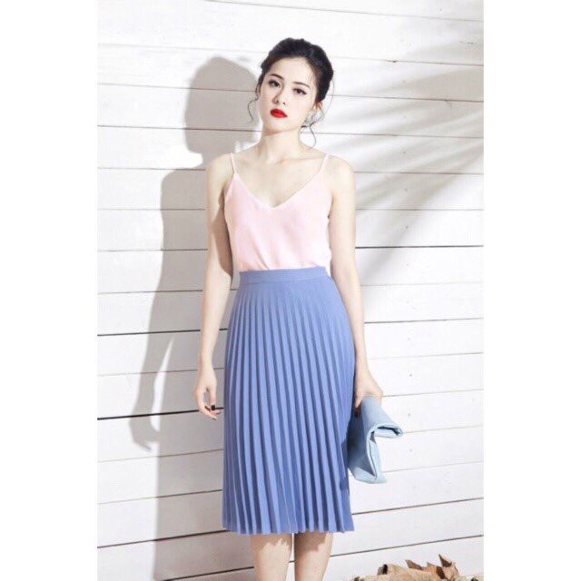 Áo 2 dây tim voan bảng màu mới U15127 hình thật trải sàn