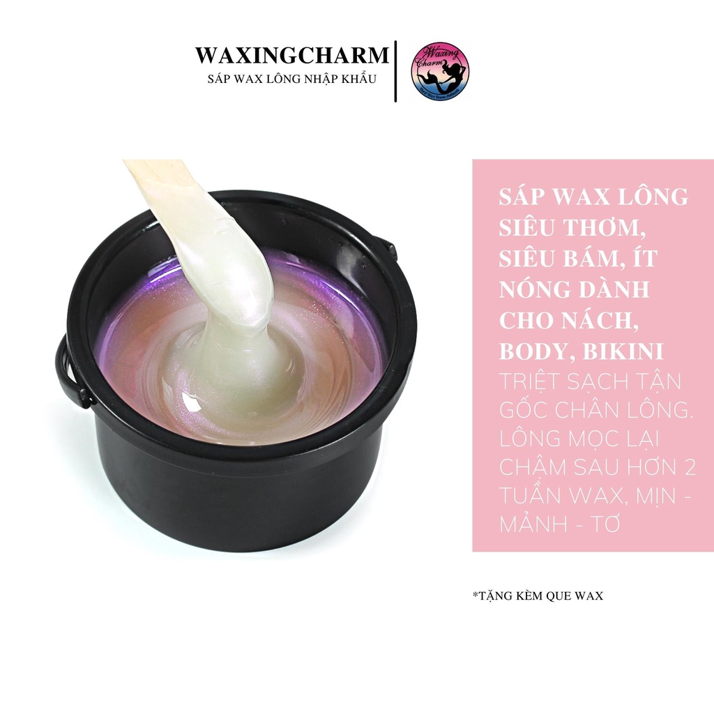 100gr Sáp Wax Lông Purple Pearl Ngọc Ánh Tím WaxingCharm Dành Cho Mặt, Râu, Nách, Body, Bikini