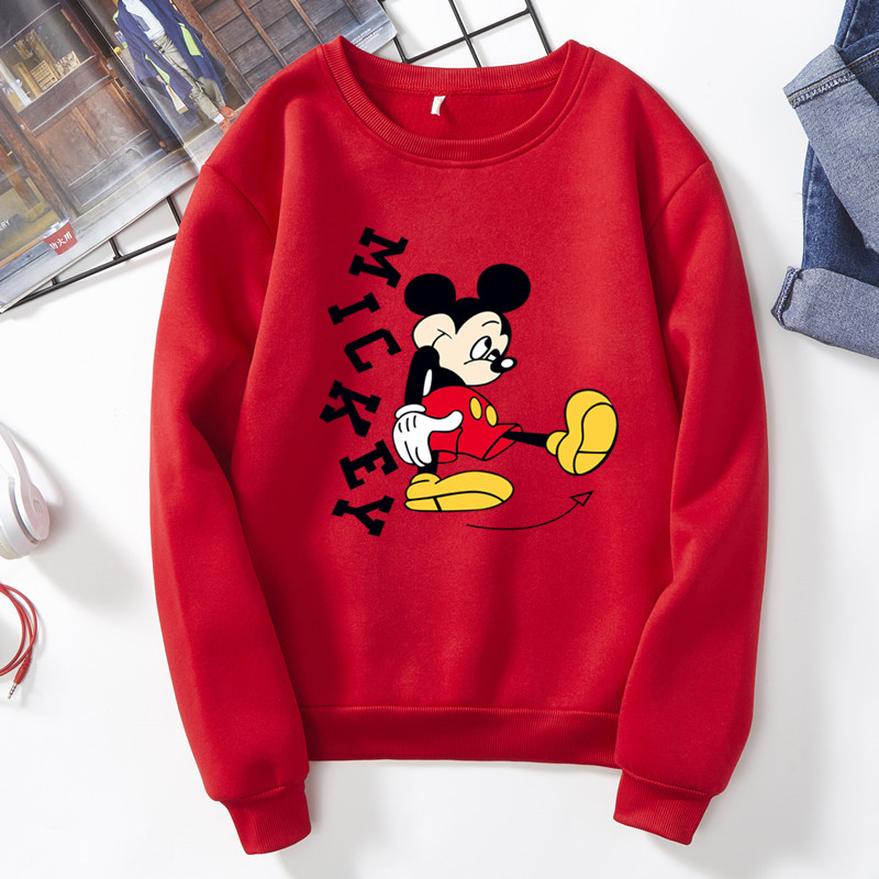 Áo Thun Plus Size S-3Xl Tay Dài In Hình Chuột Mickey Cho Nữ