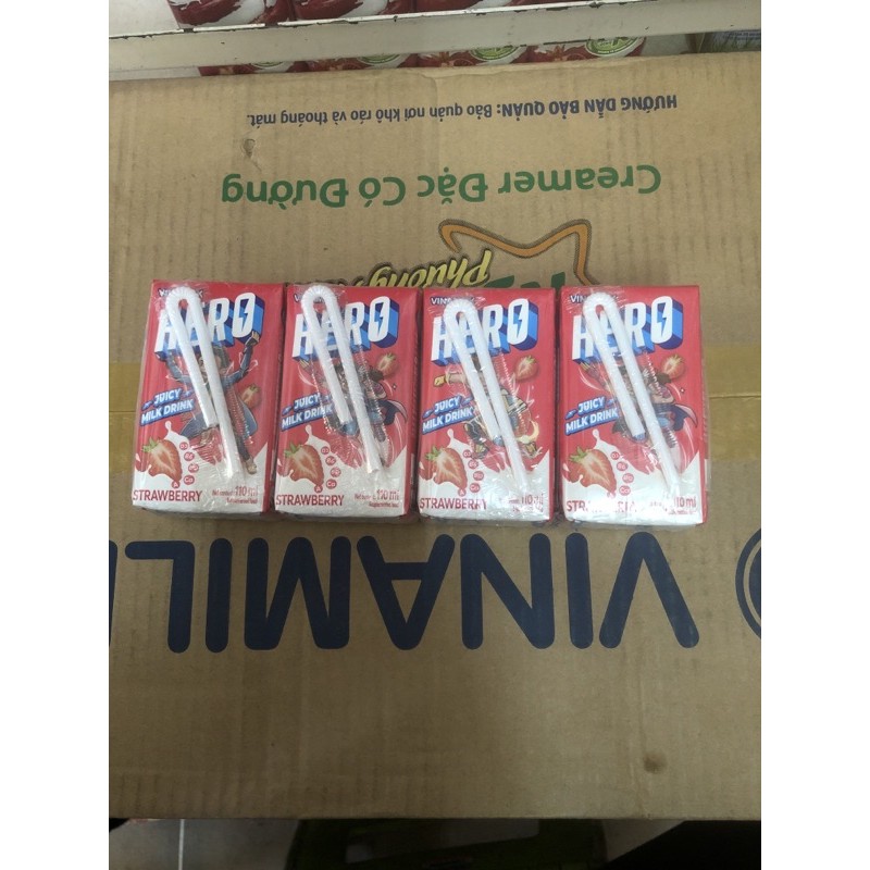 Sữa trái cây dâu Hero Vinamilk ( lốc 4 hộp x110ml)