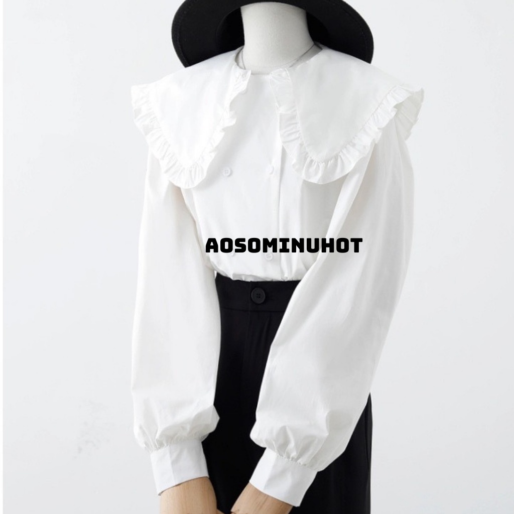 áo babydoll trắng tiểu thư cổ bèo ullzang hàng QC A 290 | BigBuy360 - bigbuy360.vn