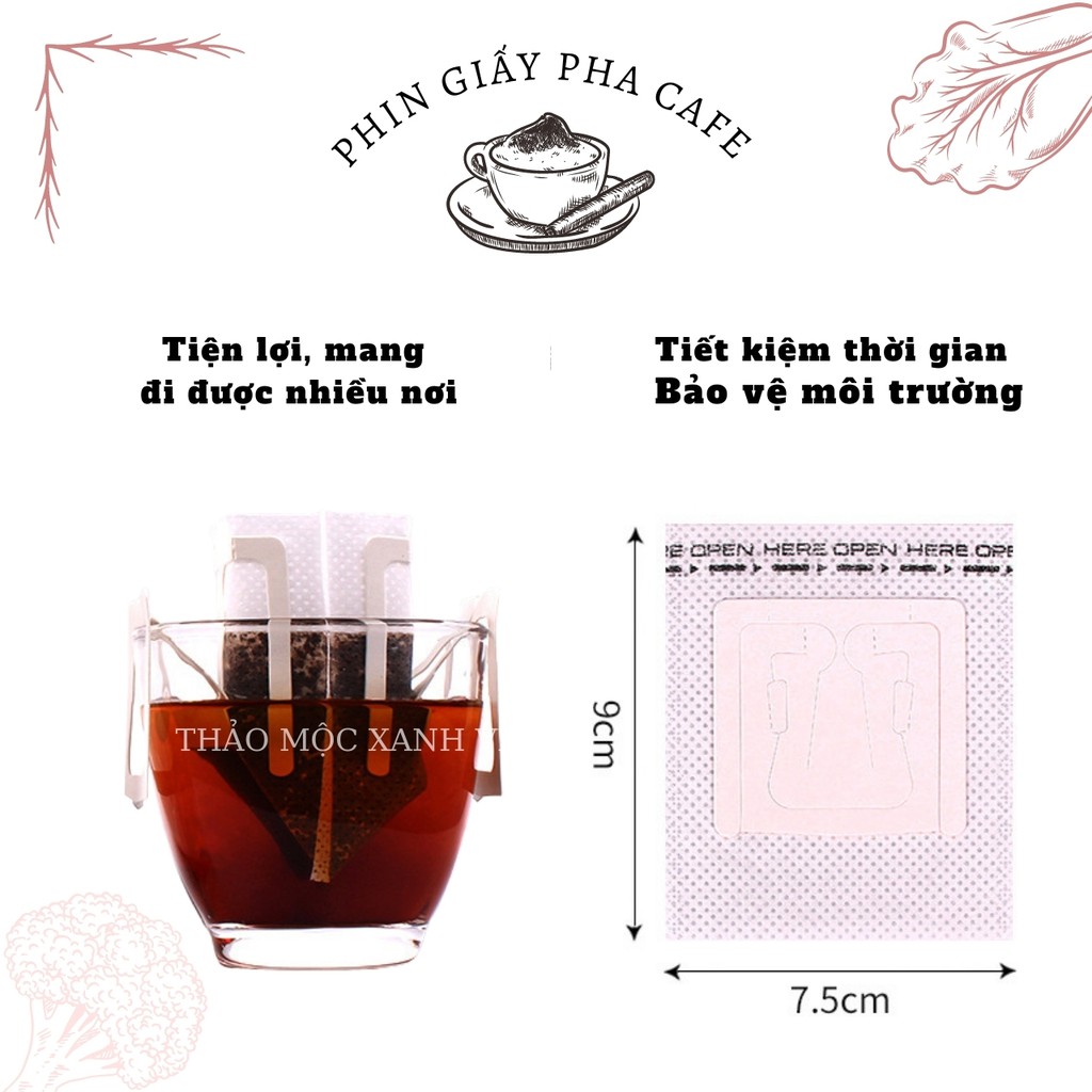 Set 50c Phin giấy pha cà phê / túi lọc cà phê / phin pha cà phê đi du lịch