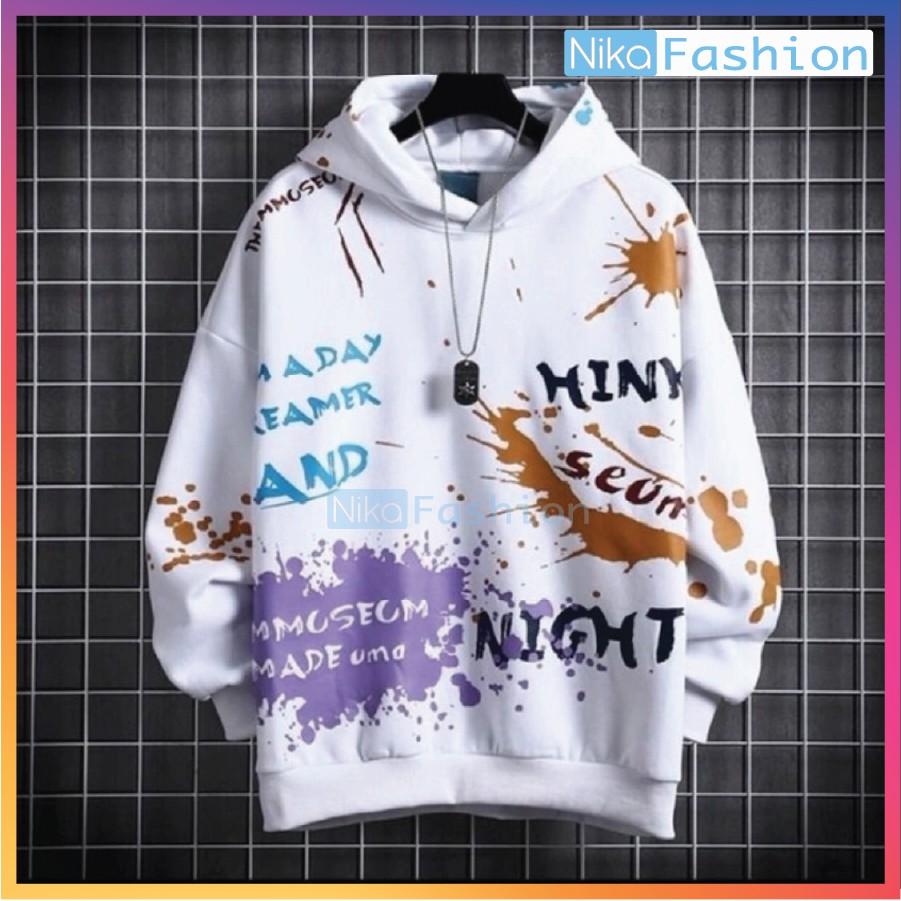 Nikafashion Áo Hoodie Nón Unisex Nam Nữ Chất Vải Nỉ Freesize 1 kích cỡ Form Dáng Rộng Dưới 65kg Mặc Đẹp H.I.N.K.N.I.G.H