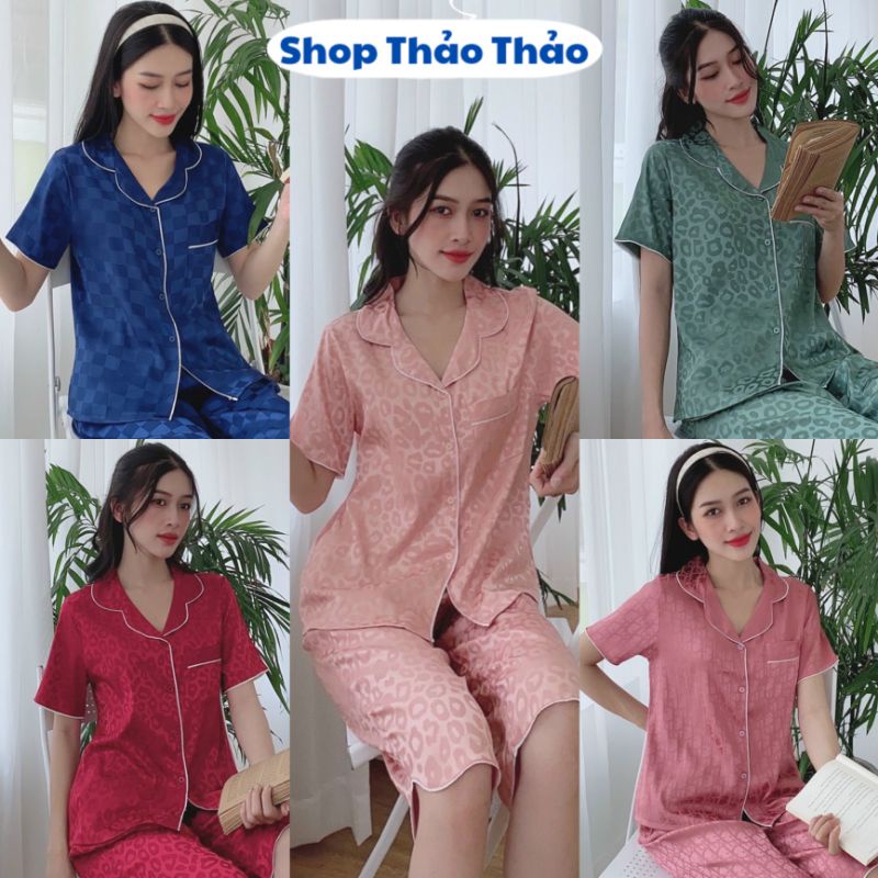 Đồ Ngủ Pijama Đồ Bộ Mặc Nhà Gấm Cao Cấp Quần Lửng Đủ Size🎀Giảm 10K Đơn 200K