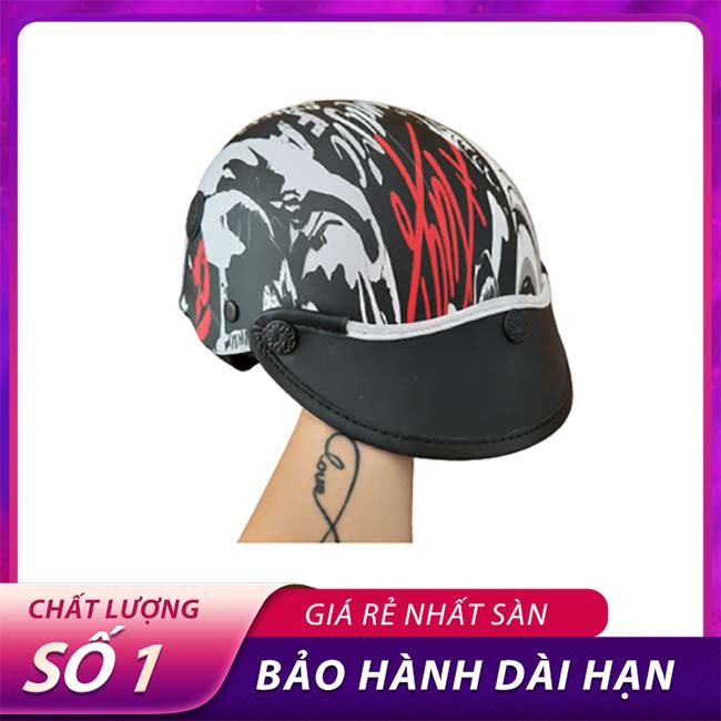 MŨ BẢO HIỂM NÓN SƠN NHÚNG CACBON HOẠ TIẾT - NÓN BẢO HIỂM NỮA ĐẦU 1/2 QUAI LÓT CÓ LOGO