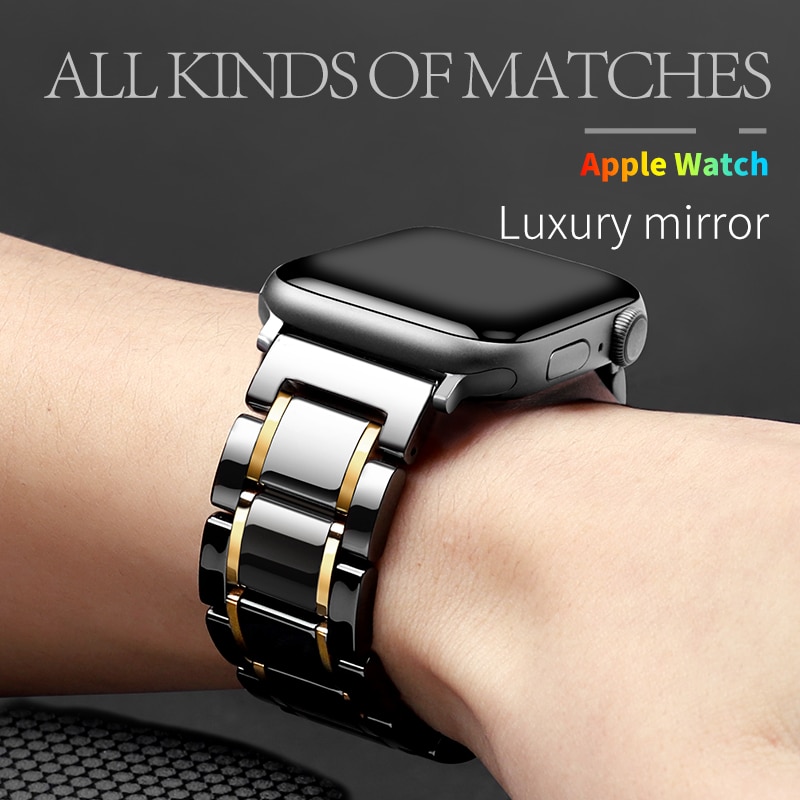 Business Classic Ceramic Band For Apple Watch 44mm 42mm 40mm 38mm Bands iWatch Series SE 6 5 4 3 2 Double Color Luxury Replace Strap