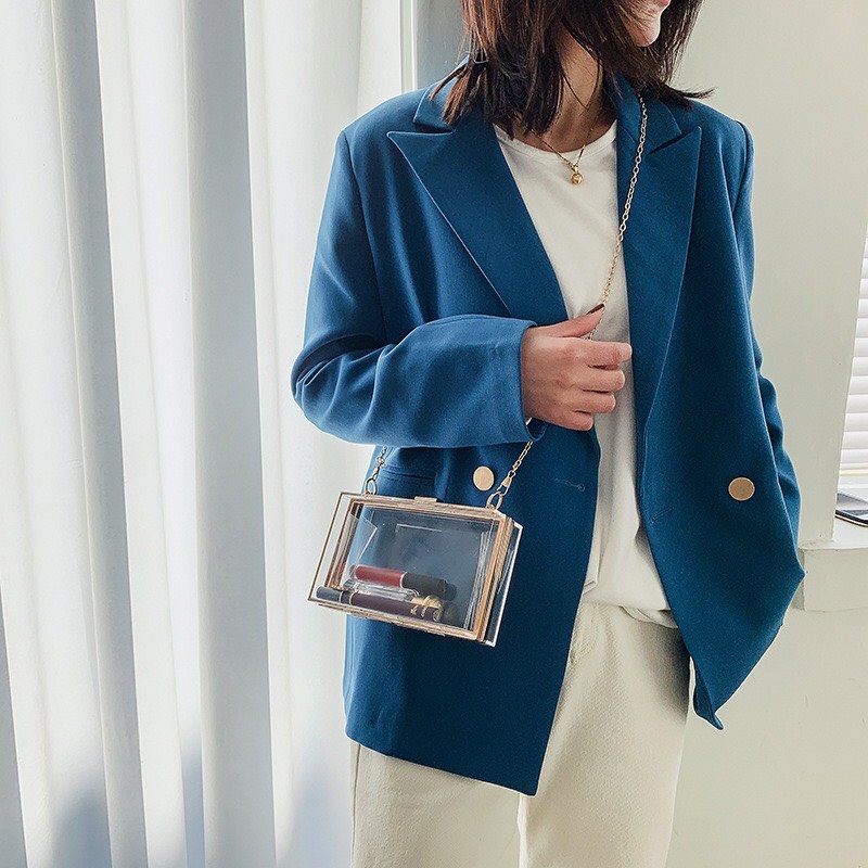 {HCM / CÓ SẴN} TÚI HỘP TRƠN CHỮ NHẬT TRONG SUỐT CHO NỮ - TÚI CLUTCH CẦM TAY ĐI TIỆC
