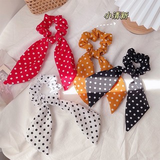 Scrunchies chấm bi phối nơ siêu xinh
