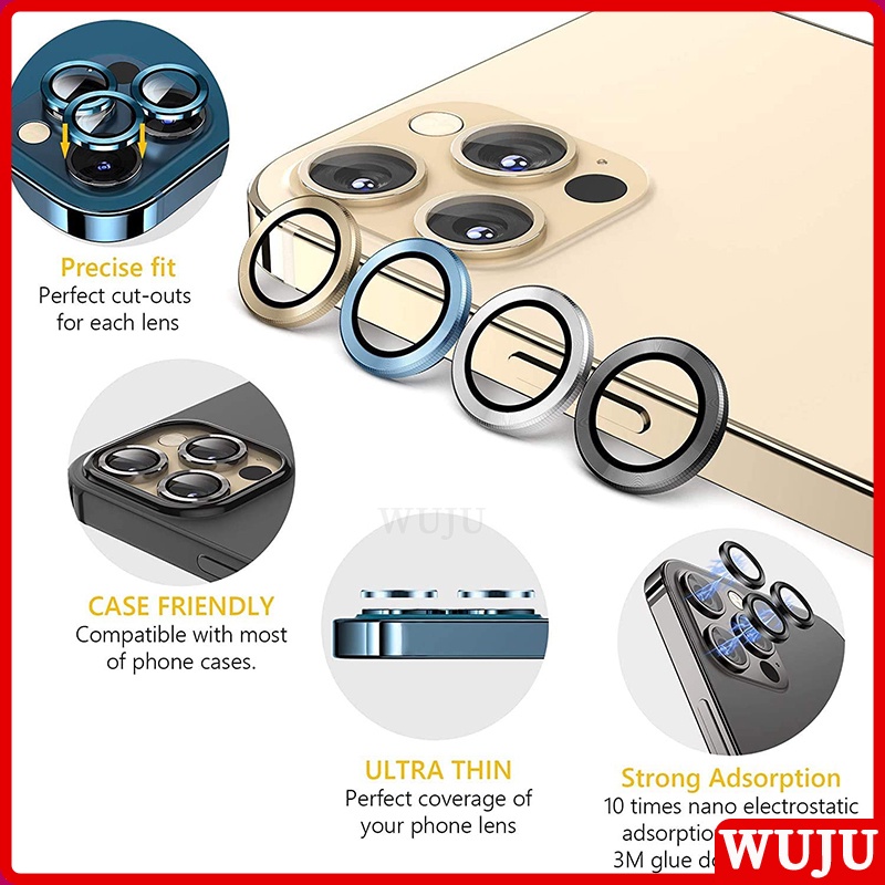 WUJU Miếng Dán Cường Lực Bảo Vệ Camera tương thích Cho iPhone 11 12 13 14 Pro Max 14 Plus 12 13 mini