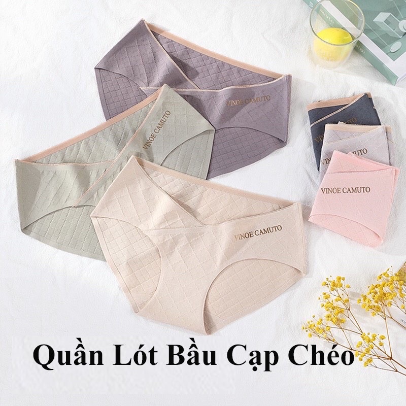 quần lót bầu- quần chip bầu cạp chéo ko đường may- ko hằn mông thoải mái , kháng khuẩn cho mẹ bầu