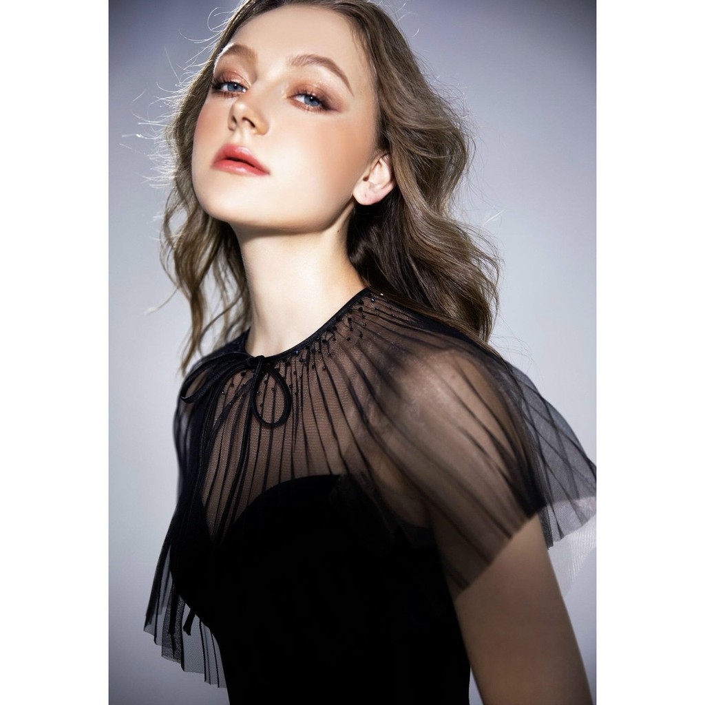 Đầm dự tiệc đen phối lưới dập li | BigBuy360 - bigbuy360.vn