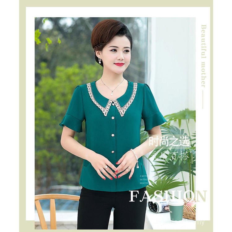 Áo Sơ Mi Chiffon Tay Ngắn Thời Trang Mùa Hè Cho Nữ 50 Tháng Tuổi