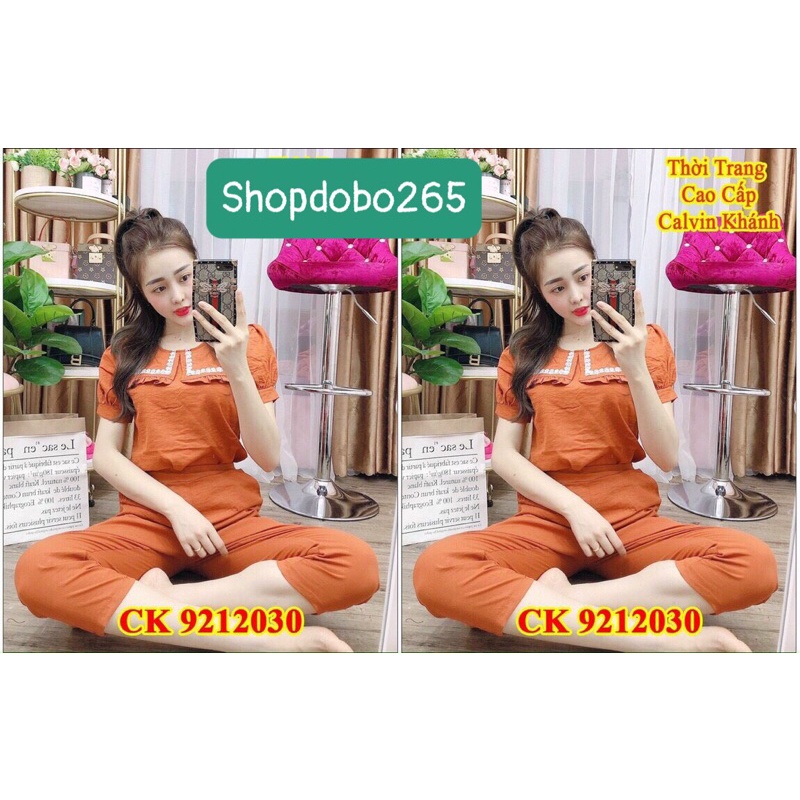 Set đồ nữ,đồ bộ nữ mặc nhà thiết kế lửng 9 tấc vải thô đũi BL 72 size 45-57kg.