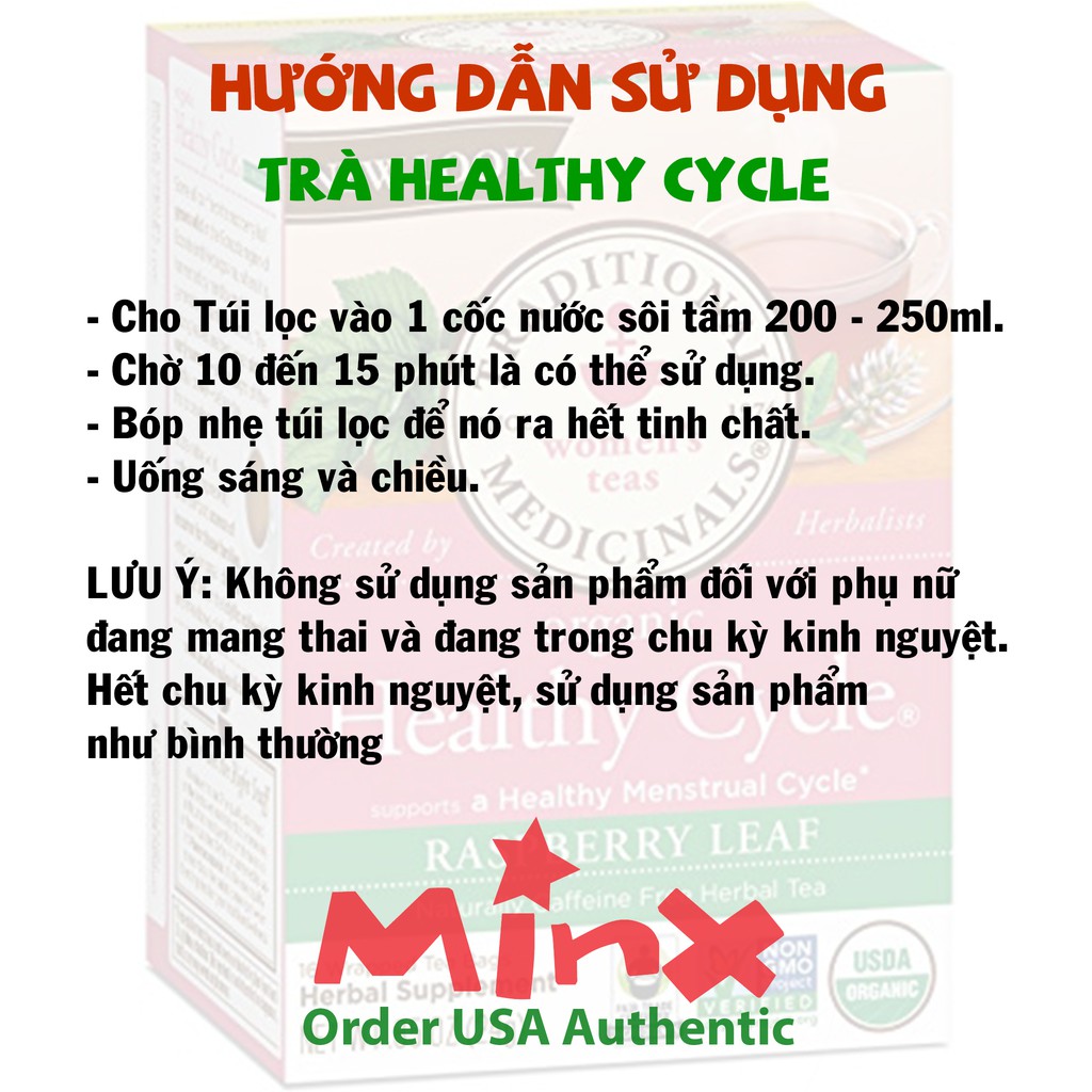COMBO 2 HỘP Trà Healthy Cycle Tea Bag Hữu Cơ (1 Hộp 16 túi lọc) - Trà Mâm Xôi