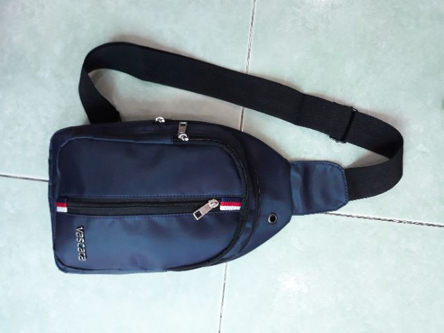 Túi chéo nam nữ năng động vasca dây kéo giữa sọc 3 màu nam nữ vải dù  - chéo TCTL088