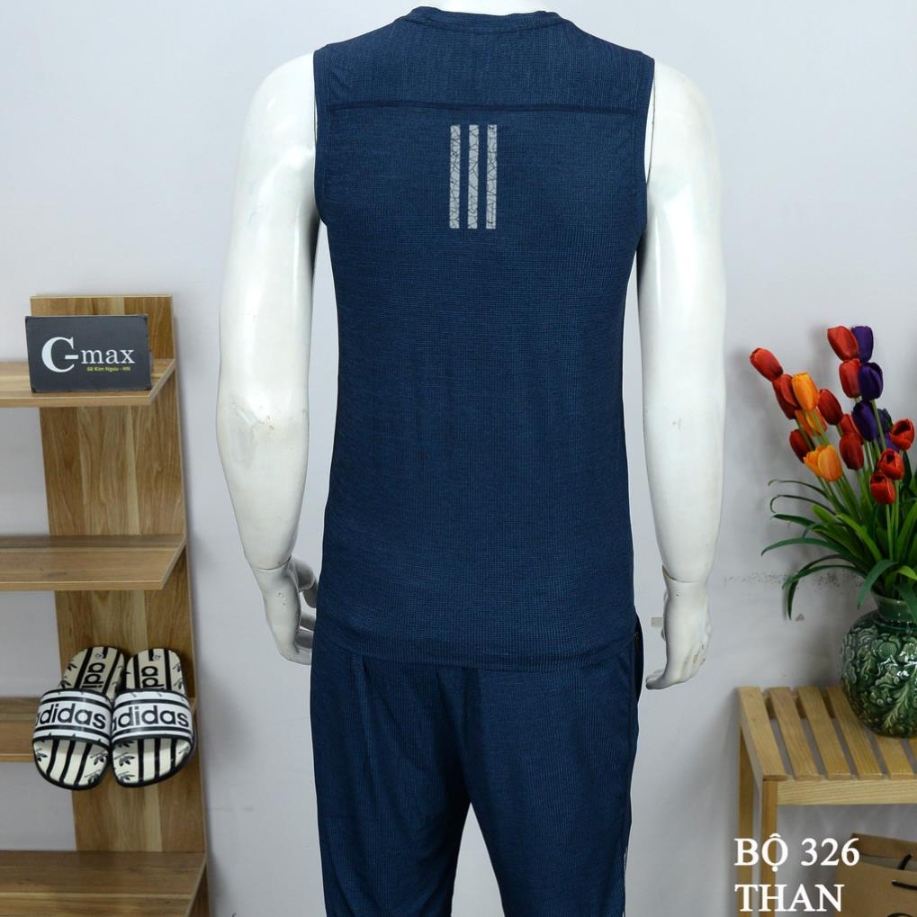 Bộ thể thao nam ba lỗ adidas cao cấp mùa hè cộc tay chất thun lạnh mã 326, bộ ba lỗ tập gym !