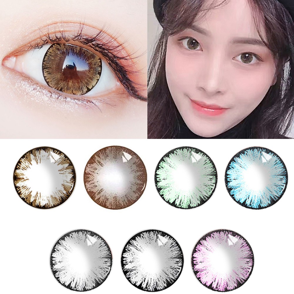 Simrises 2Pcs 7 Colors 0 Degree Big Eyes Cosmetic Contact Lenses for Party Makeup Cosplay