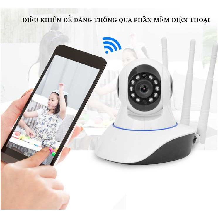[Mã SKAMPUSHA7 giảm 8% đơn 250k]CAMERA IP WIFI TRONG NHÀ X8100 3 ANTEN DÙNG APP YOOSEE XOAY 360 ĐỘ BẮT SÓNG MẠNH HƠN | BigBuy360 - bigbuy360.vn