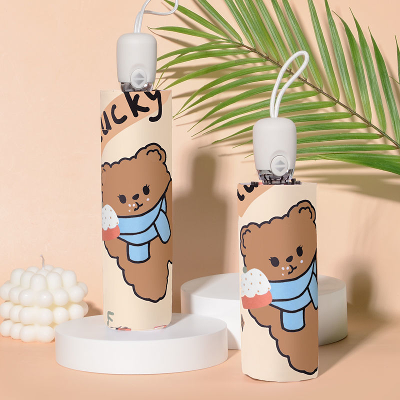 Dù Gấp Tự Động Chống Tia Cực Tím In Hình Gấu Dễ Thương