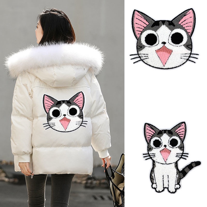 Miếng Dán Quần Áo Thêu Họa Tiết Mèo Hoạt Hình Trang Trí Có Thể May Vá