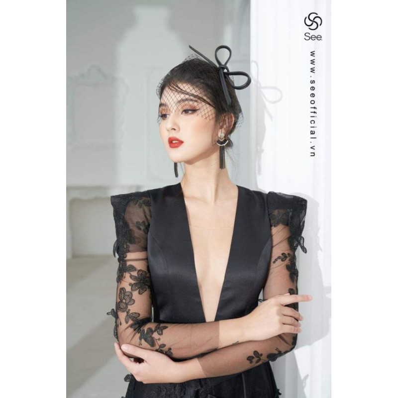 Vải ren hồ điệp thêu 3d