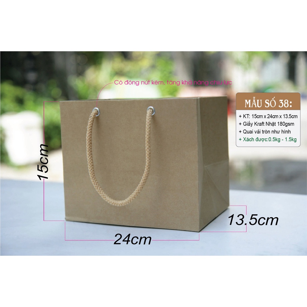 25 cái - Túi giấy kraft đựng hộp thức ăn hộp thực phẩm quà tặng = Túi số 38