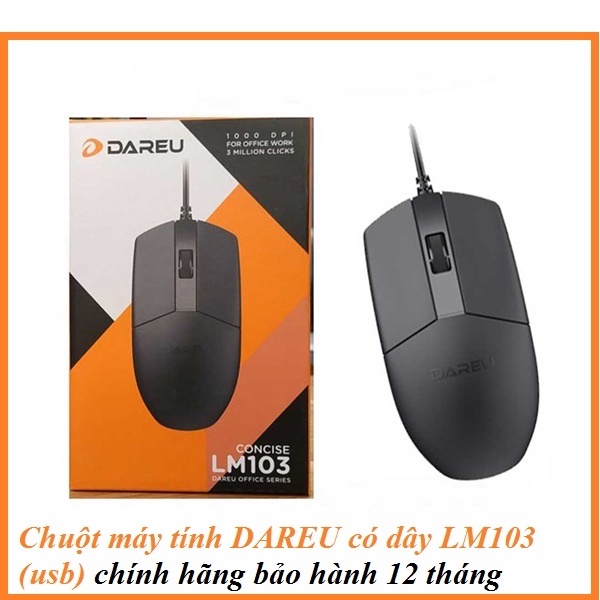 Chuột máy tính DAREU có dây LM103 màu đen chính hãng