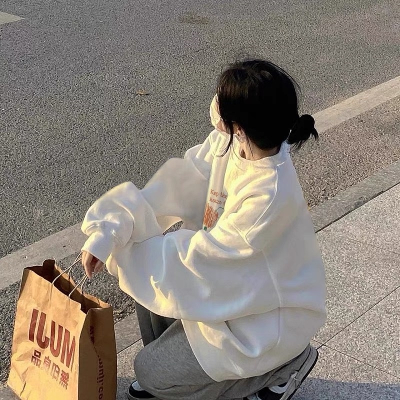 NRVP Áo Thun Tay Dài Oversize In Họa Tiết Phong Cách Hàn Quốc Thời Trang Cho Nam Và Nữ