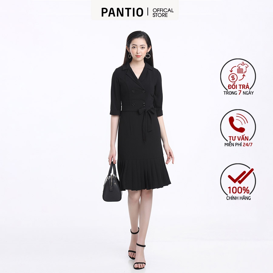 Đầm dạo phố chất liệu cotton cổ vest dáng suông FDC12693 - PANTIO