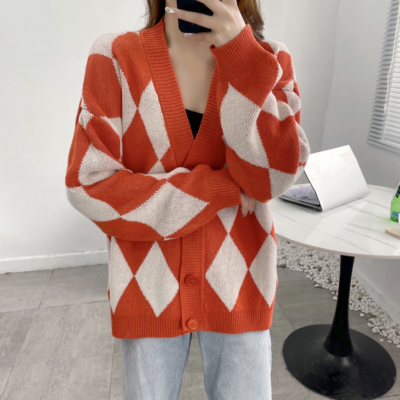 SUXI Áo Khoác Cardigan Dệt Kim Tay Dài Dáng Rộng Cổ Chữ V Thiết Kế Mới Đơn Giản