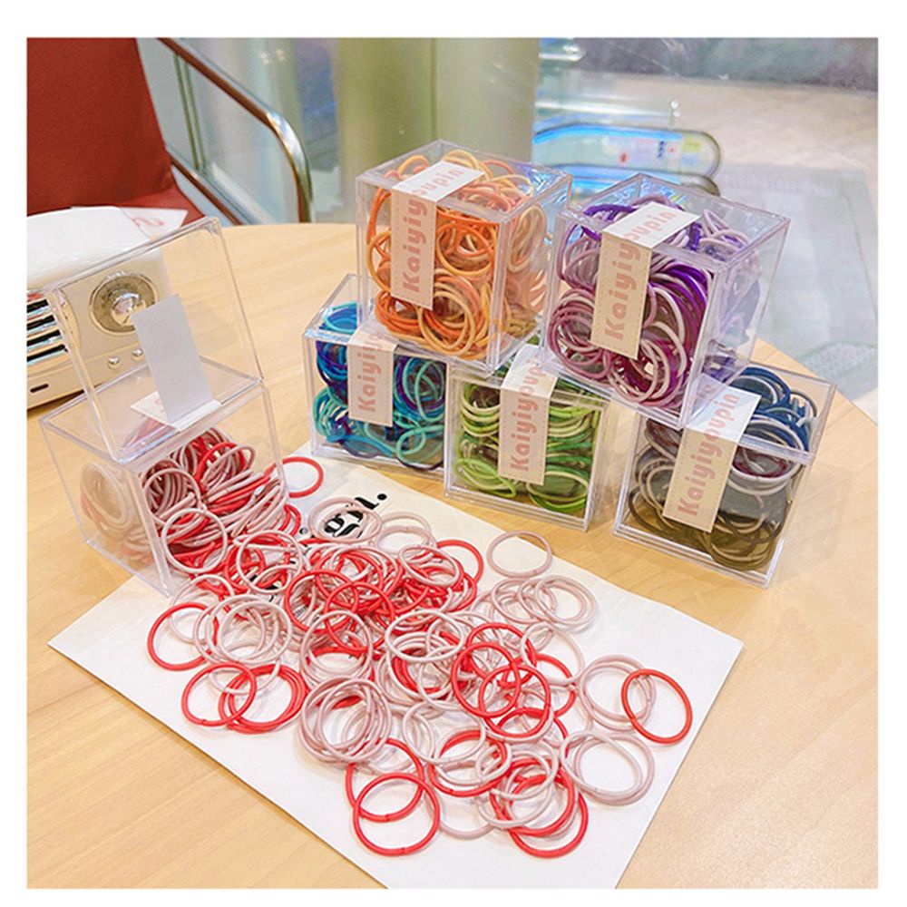 Bộ 100 Dây Thun Buộc Tóc Co Giãn Mềm Nhiều Màu Phong Cách Hàn Quốc Cho Bé