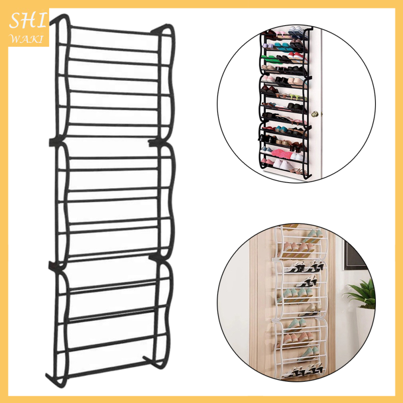 [In Stock]12 Tier Shoe Organizer Shelf Hook Over Door Shoe Rack 36 Pairs