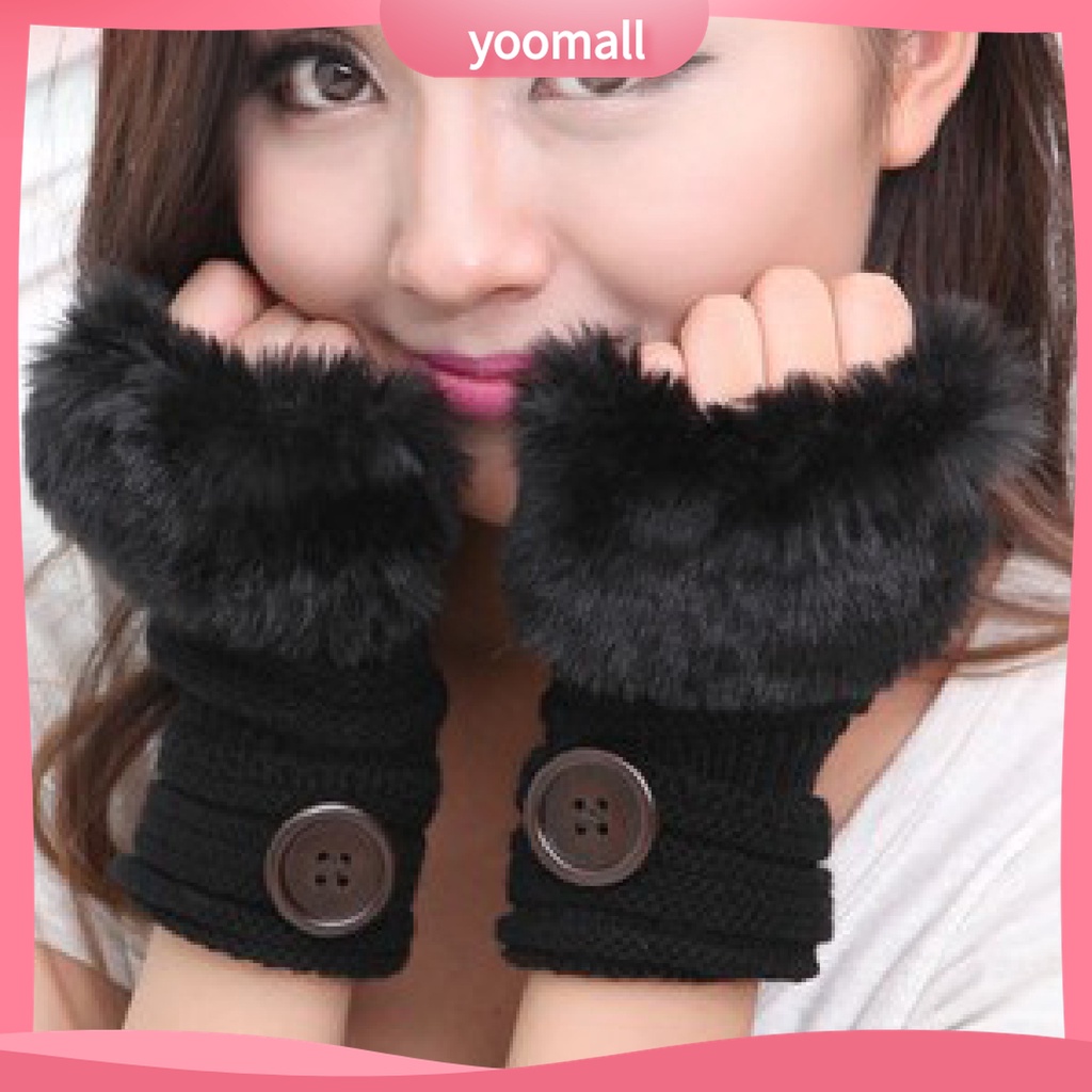 Găng tay dệt kim mềm mại có nút cài