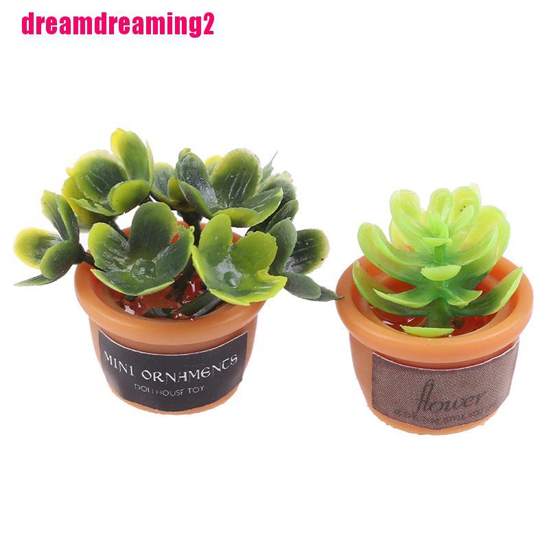 4 Chậu Cây Mini Màu Xanh Lá Cây Trang Trí Nhà Cửa