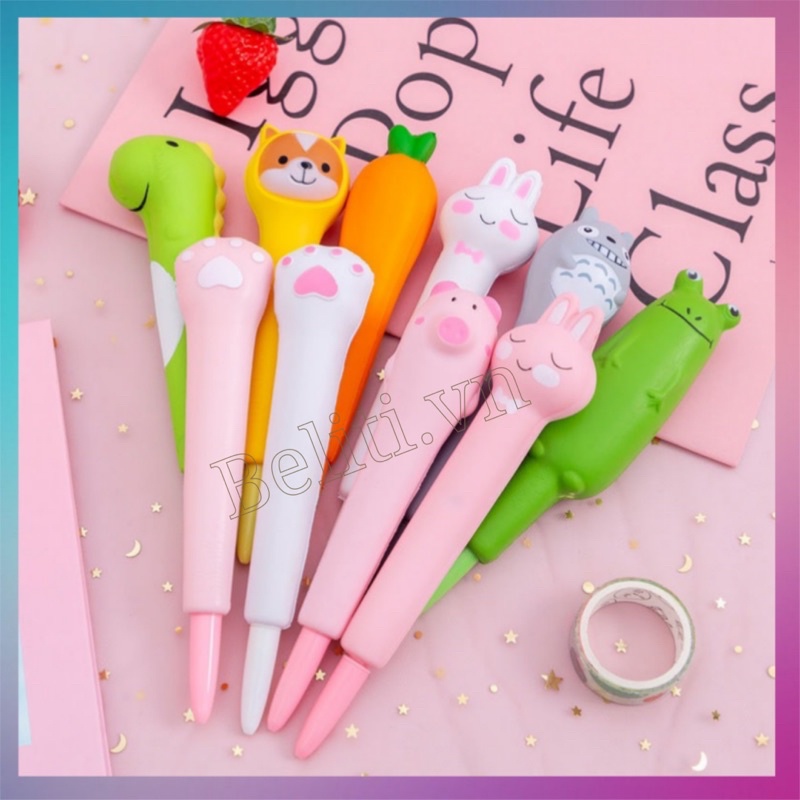 Bút Squishy Mềm Kiểu Hoạt Hình giảm căng thẳng khi học tập 0.5mm Viết đi học mực nước đen rèn chữ đẹp cao cấp