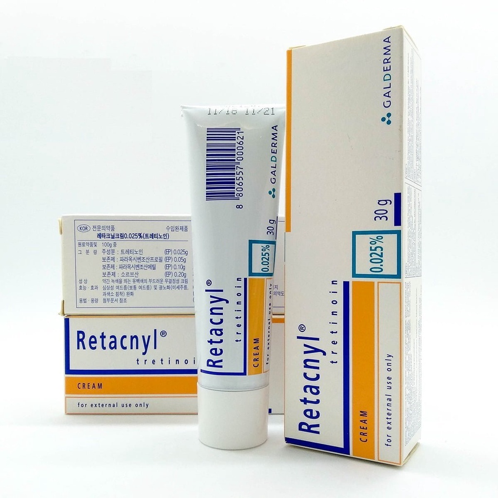 Tretinoin Retacnyl Cream 0,025%, 0.05% - Kem Giảm Mụn Trẻ Hóa Da, Căng Bóng, Tráng Mịn