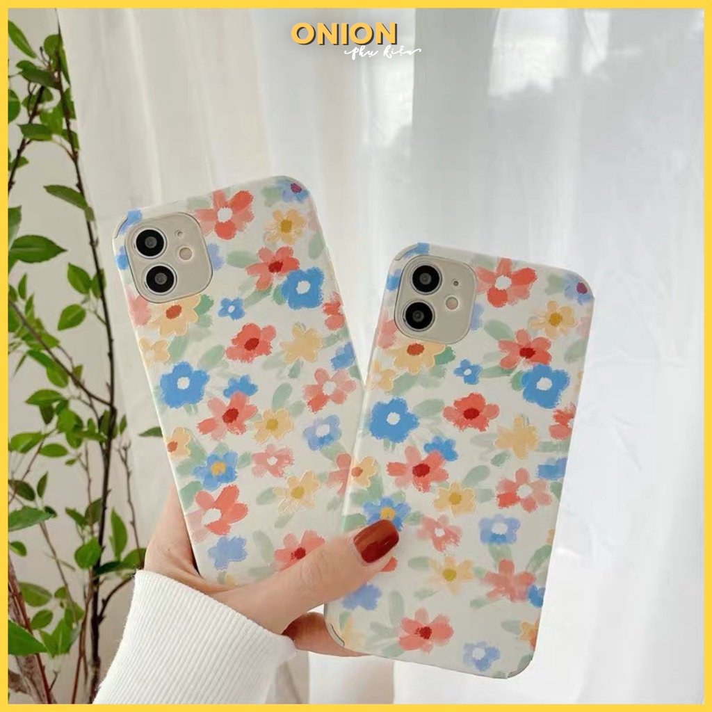 Ốp Onion hoa nhí sơn dầu vân da dẻo mịn Hàn Quốc dành cho ip 11 Pro Max 7 8 Plus X XsMax XR