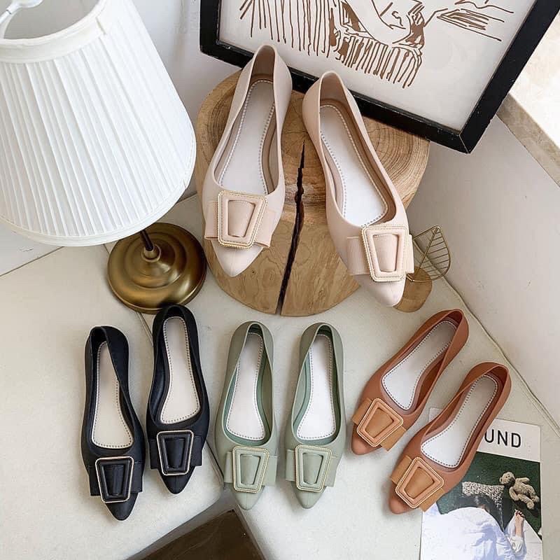 Giày búp bê _ giày nữ mũi nhọn nơ xinh xắn