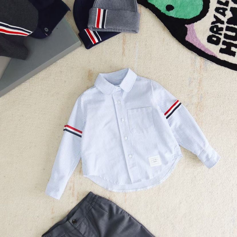 Áo Sơ Mi Tay Dài Vải Oxford Họa Tiết Kẻ Sọc Thời Trang Cao Cấp Cho Bé