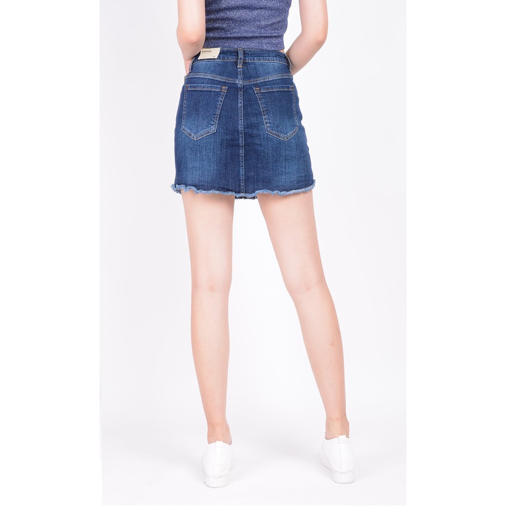 Chân váy jean nữ có quần bên trong đẹp lưng cao cạp cao xước nhẹ gân gấu tua rua hàng hiệu cao cấp mã 4160 VANIZEN