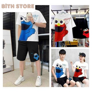 Set đồ bộ quần đùi áo ngắn tay in Hoạt Hình KAW Cartoon, set bộ thun mặc nhà nam nữ thun cotton co dãn
