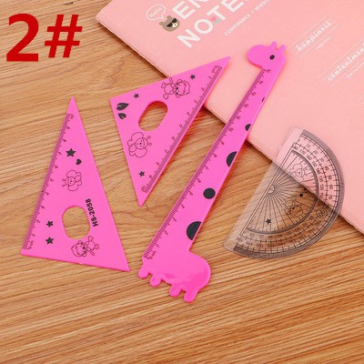 4pcs set【XJJ830】Cartoon ruler learning stationery student  giraffe drawing ruler