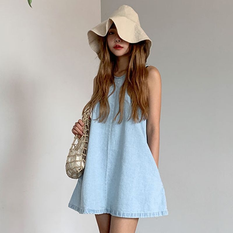 Đầm Chữ A Denim Sát Nách Ulzzang Order