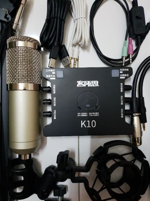 COMBO THU ÂM LIVE STREAM MÍC BM800 SOUND CARD K10,DÂY LIVE MA2,CHÂN KẸP TẶNG KÈM TAI NGHE AKG BH 6 THÁNG ĐỔI MỚI