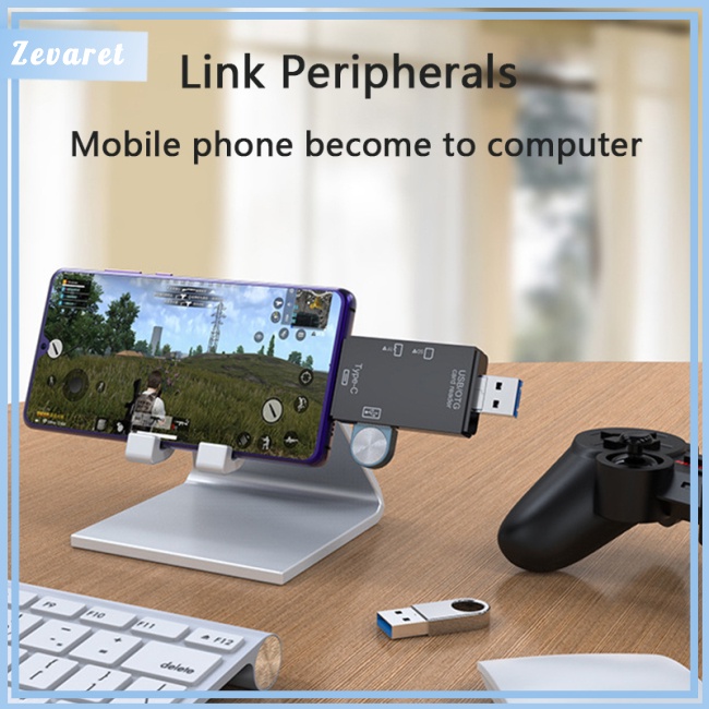 Đầu Đọc Thẻ Nhớ Zevaret Tf Sd Usb 2.0 Type C Đa Chức Năng