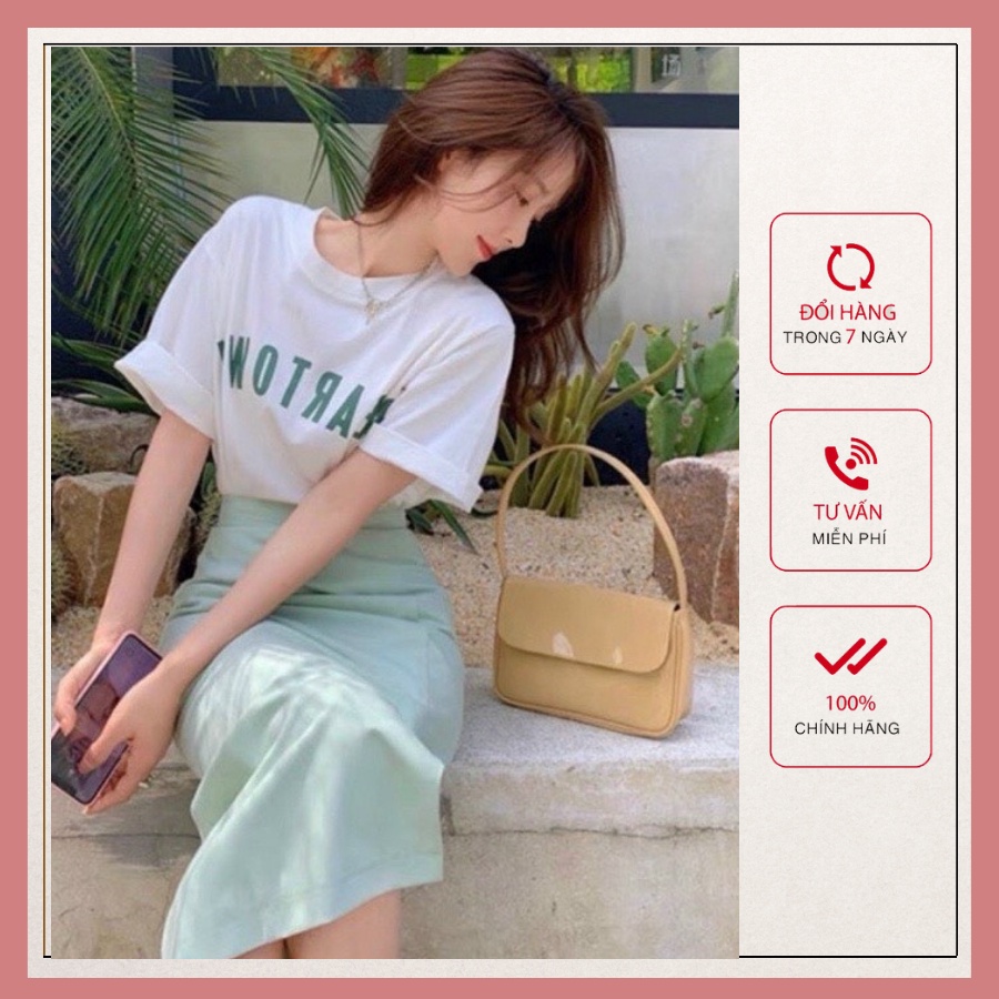 Set Đồ Nữ Đẹp - Set Áo Thun Cotton Trắng Mix Chân Váy Xẻ Tà Tiểu Thư Đi Làm, Đi Chơi Nhẹ Nhàng Phong Cách Hàn Quốc 🔥FREE