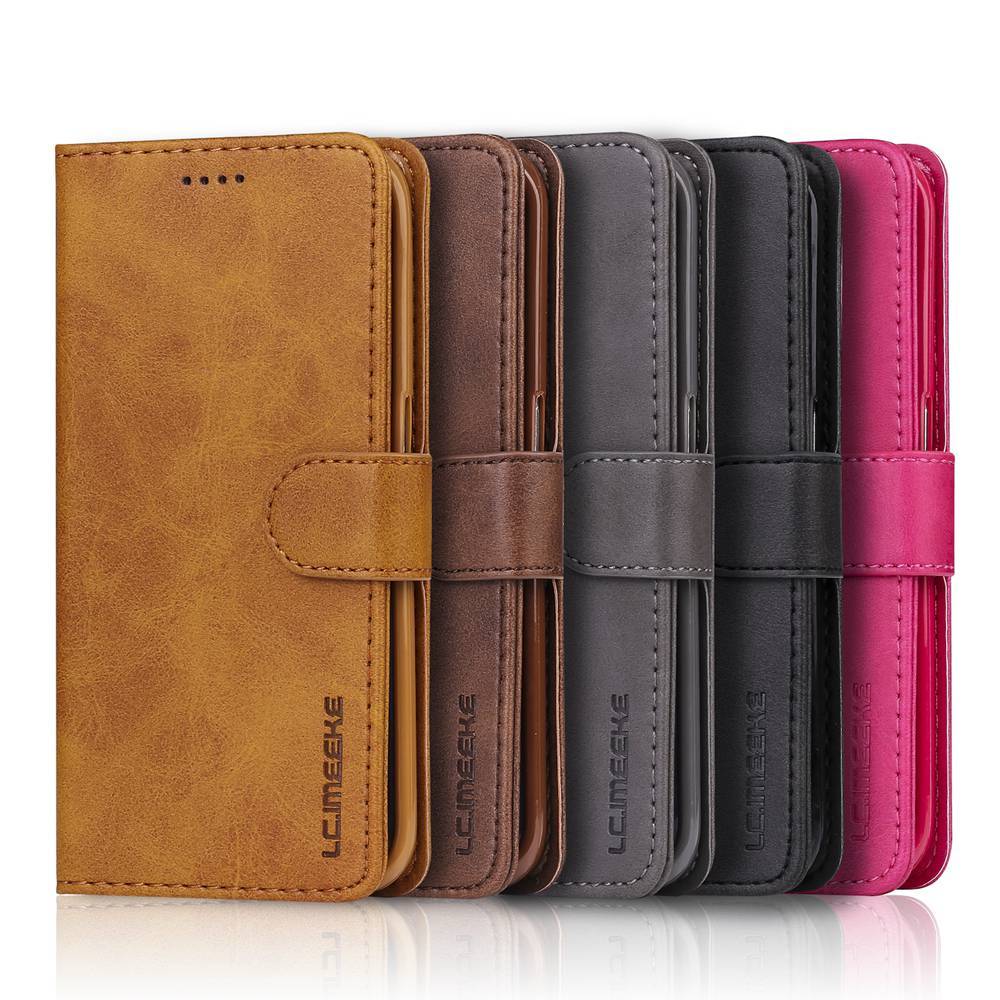 Bao Da PU Điện Thoại Nắp Lật Nam Châm Kiêm Ví Cho Samsung Galaxy S7 Edge S8 S9 S10 Plus S10E