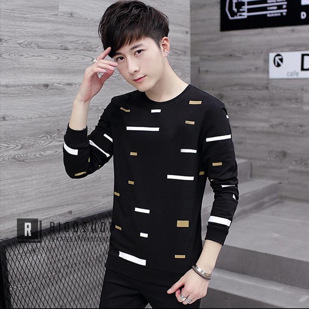 Áo thun nam tay dài hàn quốc họa tiết cá tính RKL009- áo phông nam dài tay đẹp Riooshop
